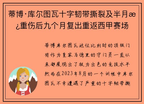 蒂博·库尔图瓦十字韧带撕裂及半月板重伤后九个月复出重返西甲赛场